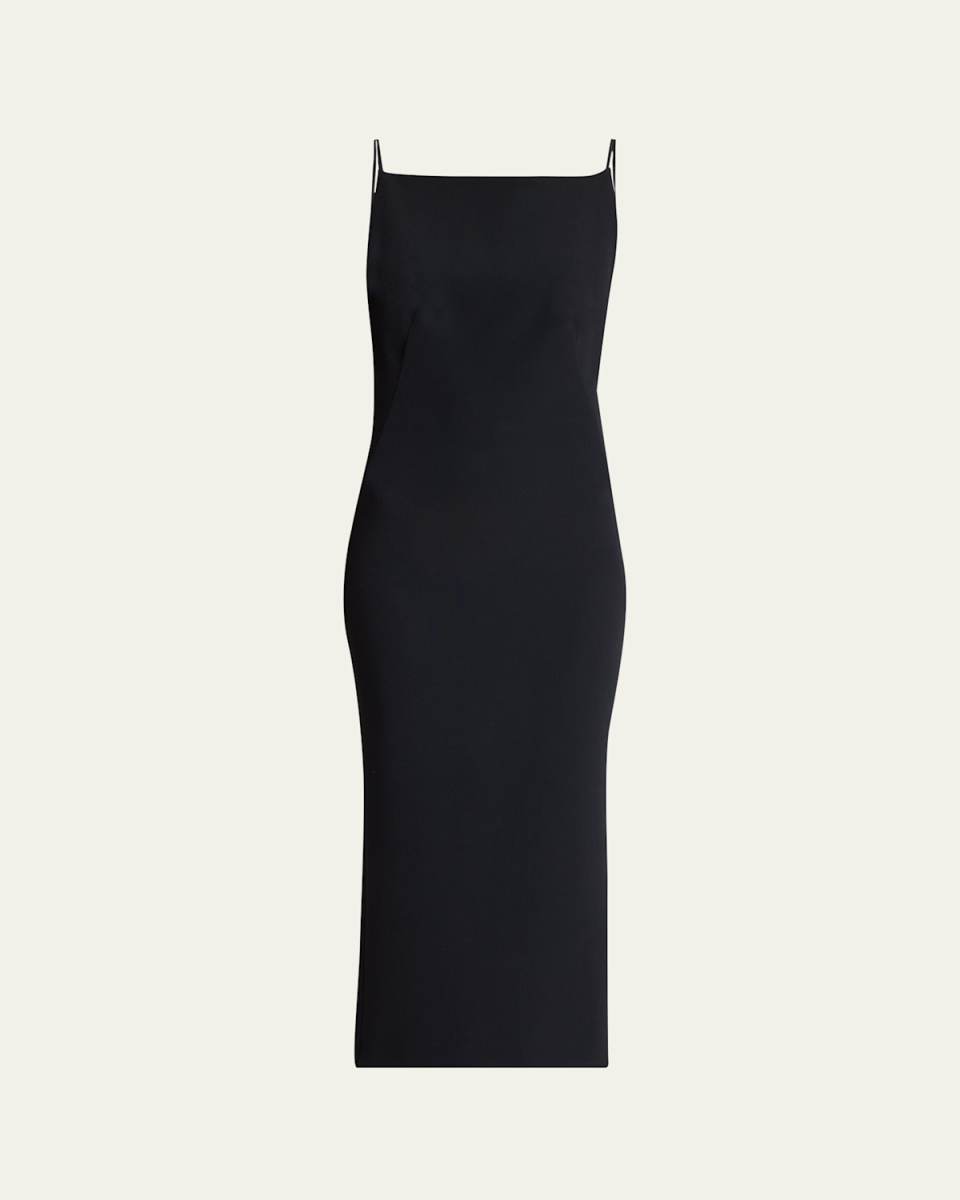 Square-Neck Sleeveless Midi Dress